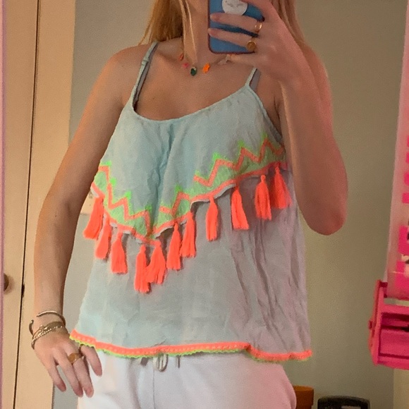 Neon tassel top - Picture 2 of 3